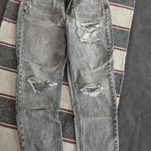 Womens Distressed Gray Jeans